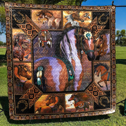 Horse Native American Quilt Blanket HM10032303BL