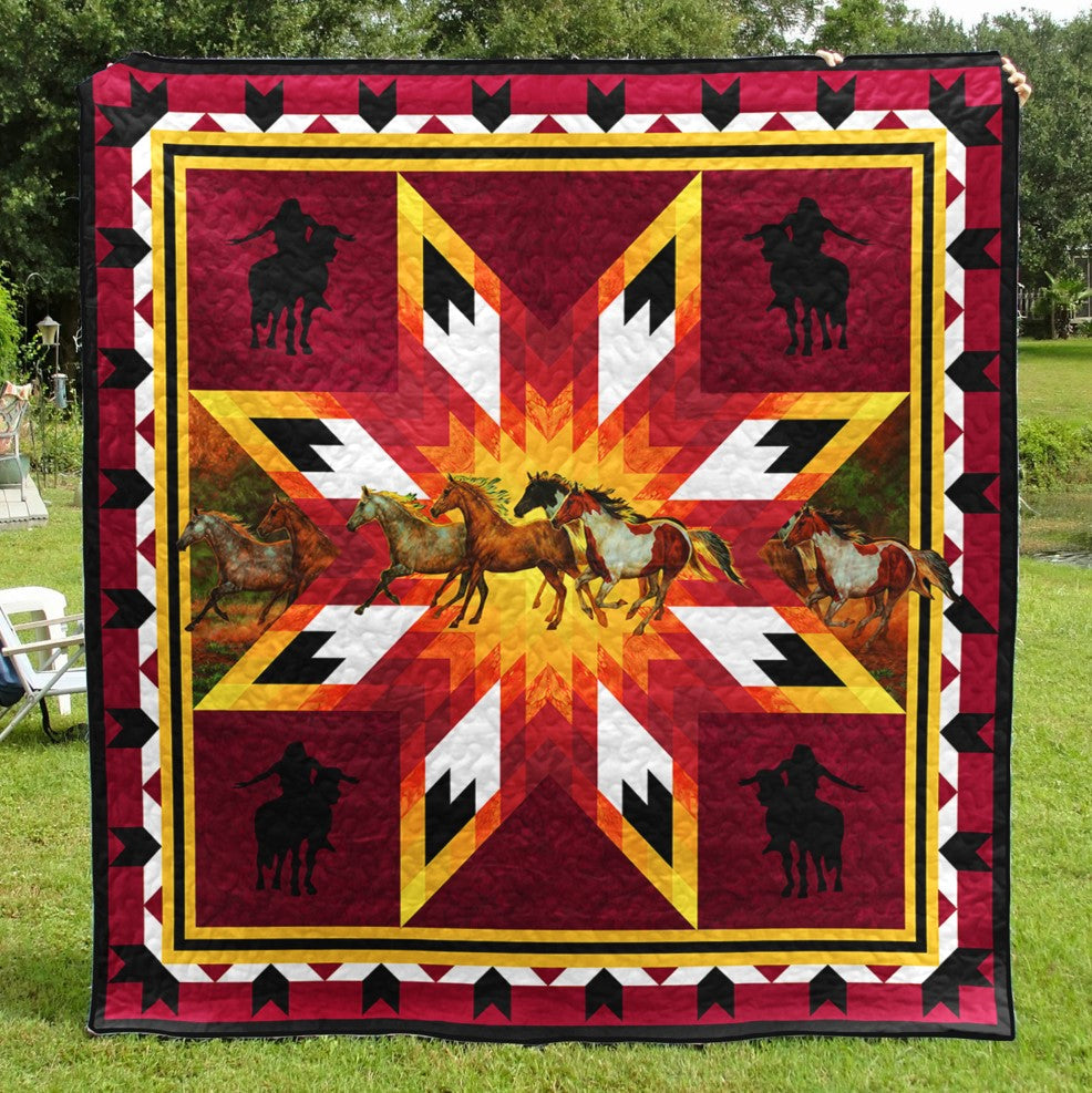 Native American Horses Quilt Blanket HM27022302BL