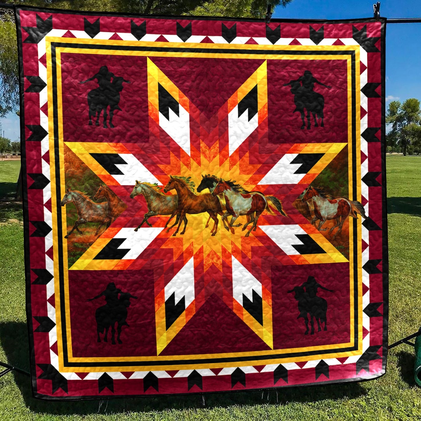 Native American Horses Quilt Blanket HM27022302BL