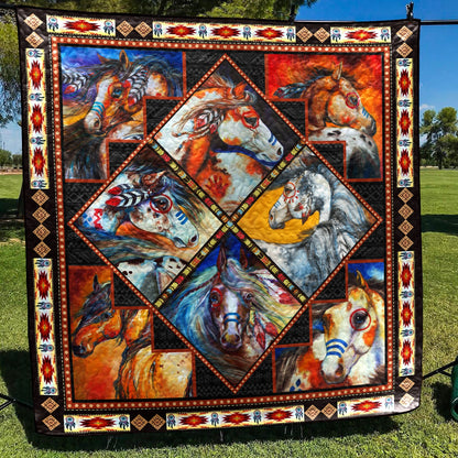 Horses Native American Quilt Blanket HM01032301BL