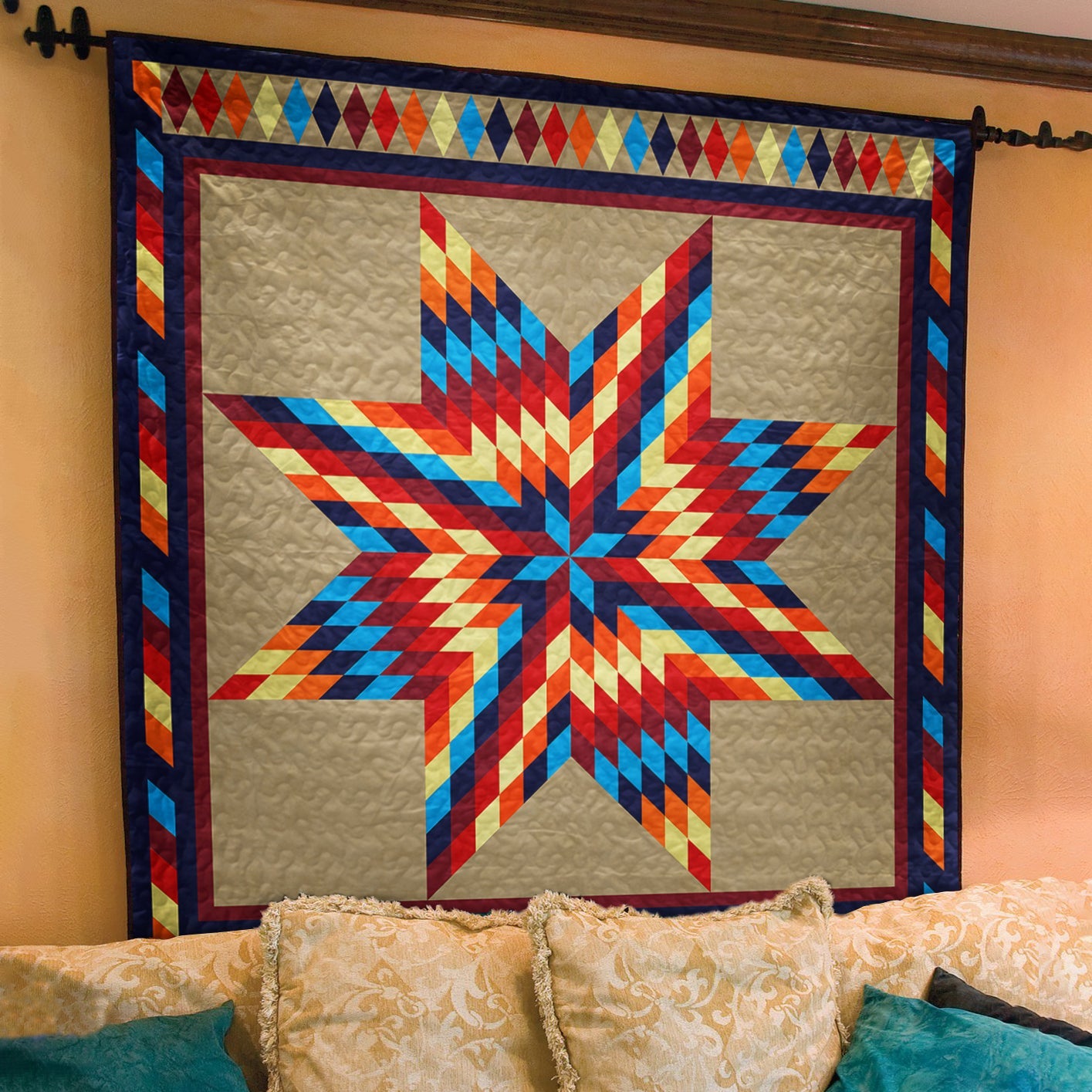 Native American Inspired Star Art Quilt TL05082302BL