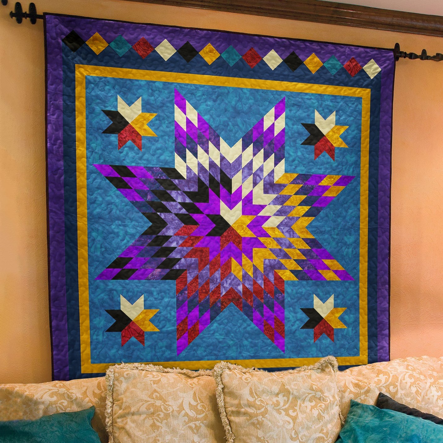 Native American Inspired Star Art Quilt TL28072301BL