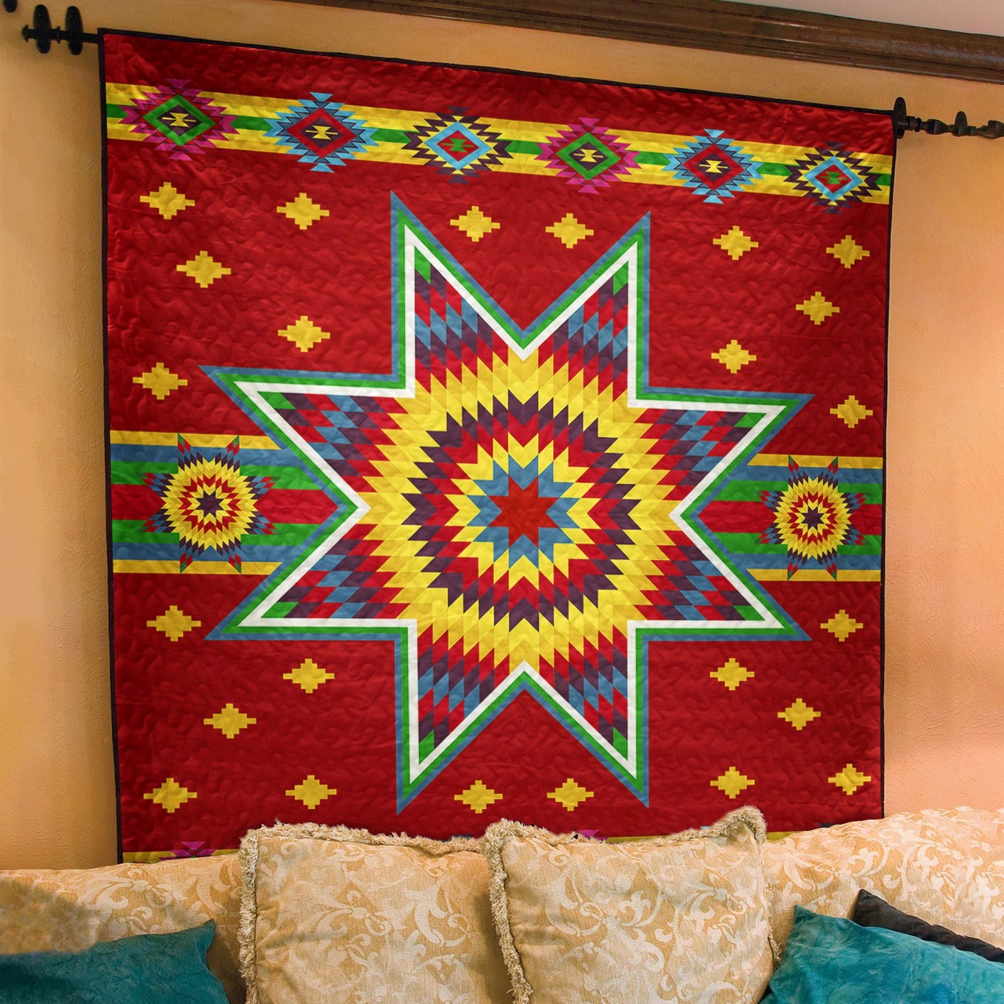 Native American Inspired Star Art Quilt TL01082301BL