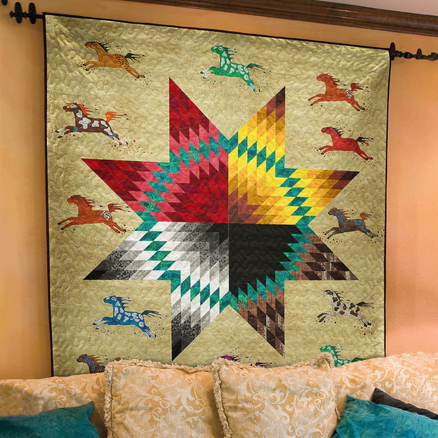 Native American Inspired Star Art Quilt TL27072302BL