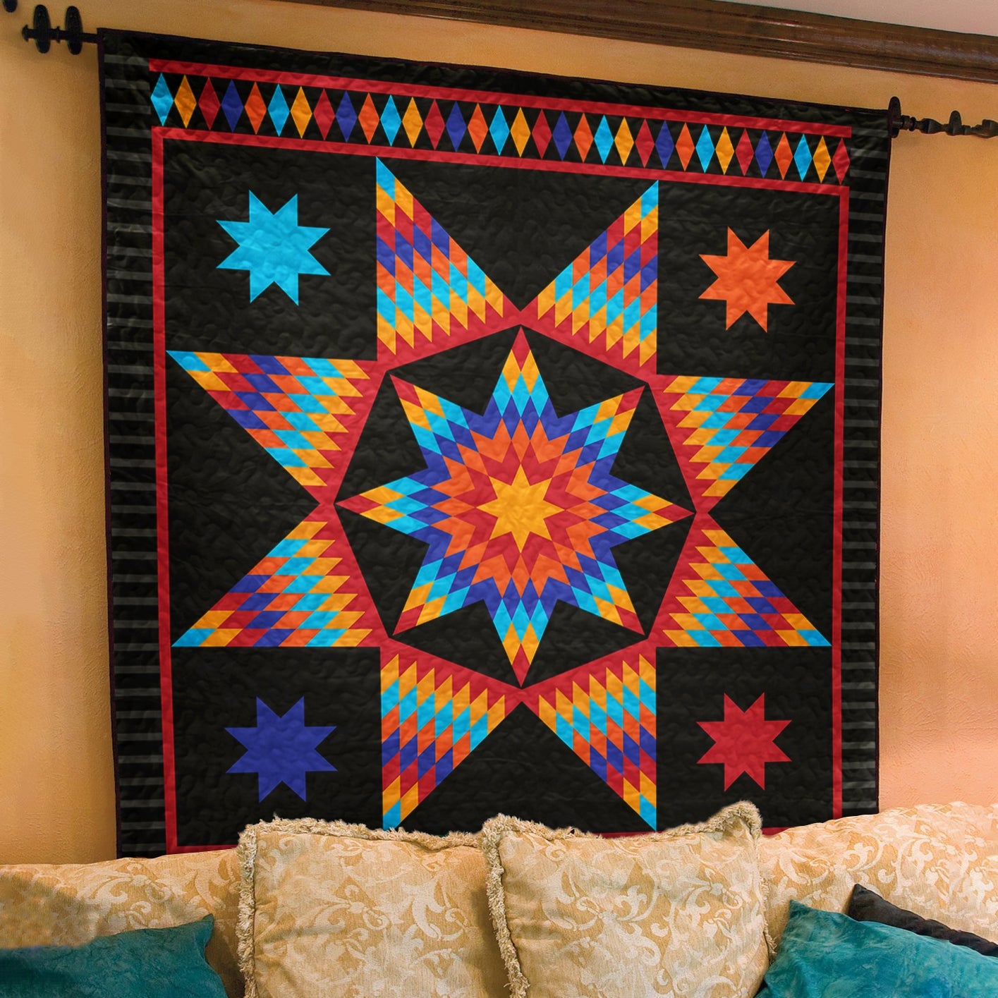 Native American Inspired Star Art Quilt TL07082303BL